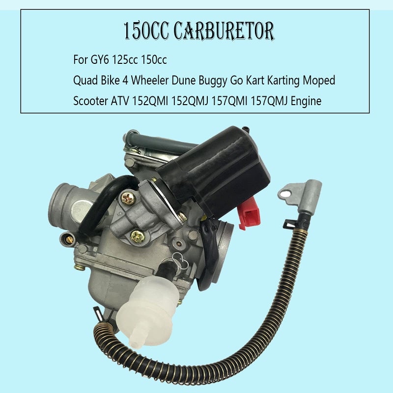 TOPEMAI 150cc Carburetor for GY6 4 Stroke Engines Electric Choke Motorcycle Scooter 152QMJ 157QMI with Intake Manifold - Image 3